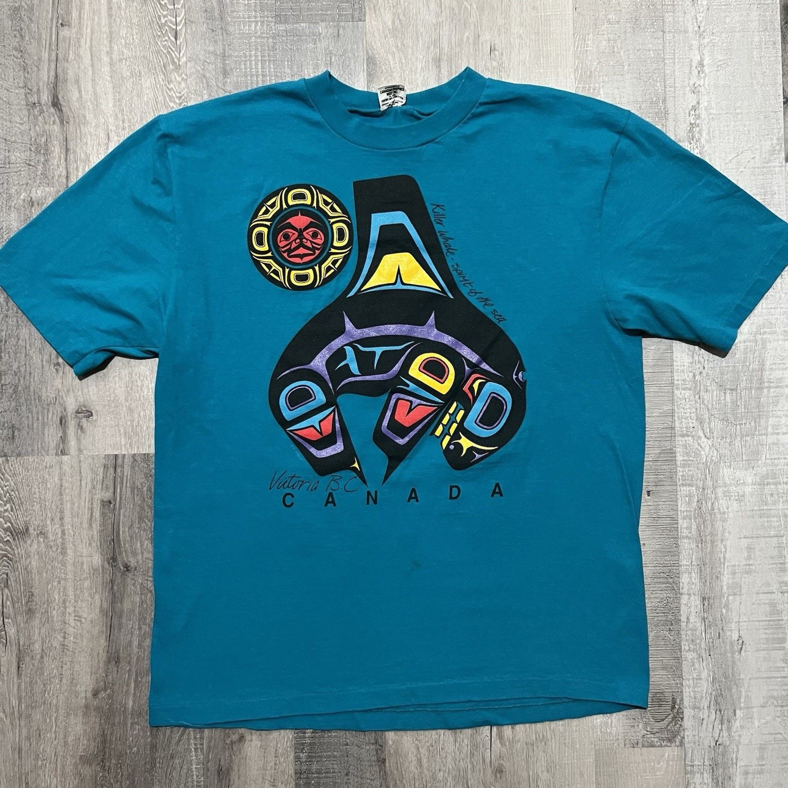 Vintage VTG Northwest Coat Art Tee Blue Victoria BC Canada T Shirt L Size US L / EU 52-54 / 3 - 1 Thumbnail