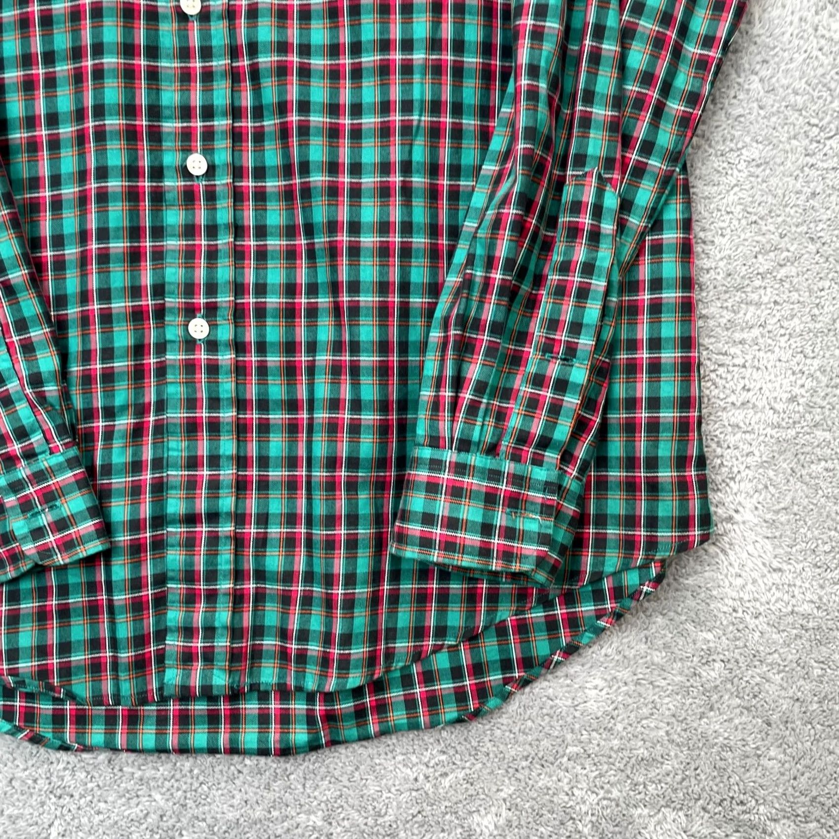 Ralph Lauren VINTAGE Ralph Lauren Shirt Mens Large Green Plaid Cotton Custom Fit Button Down Size US L / EU 52-54 / 3 - 2 Thumbnail