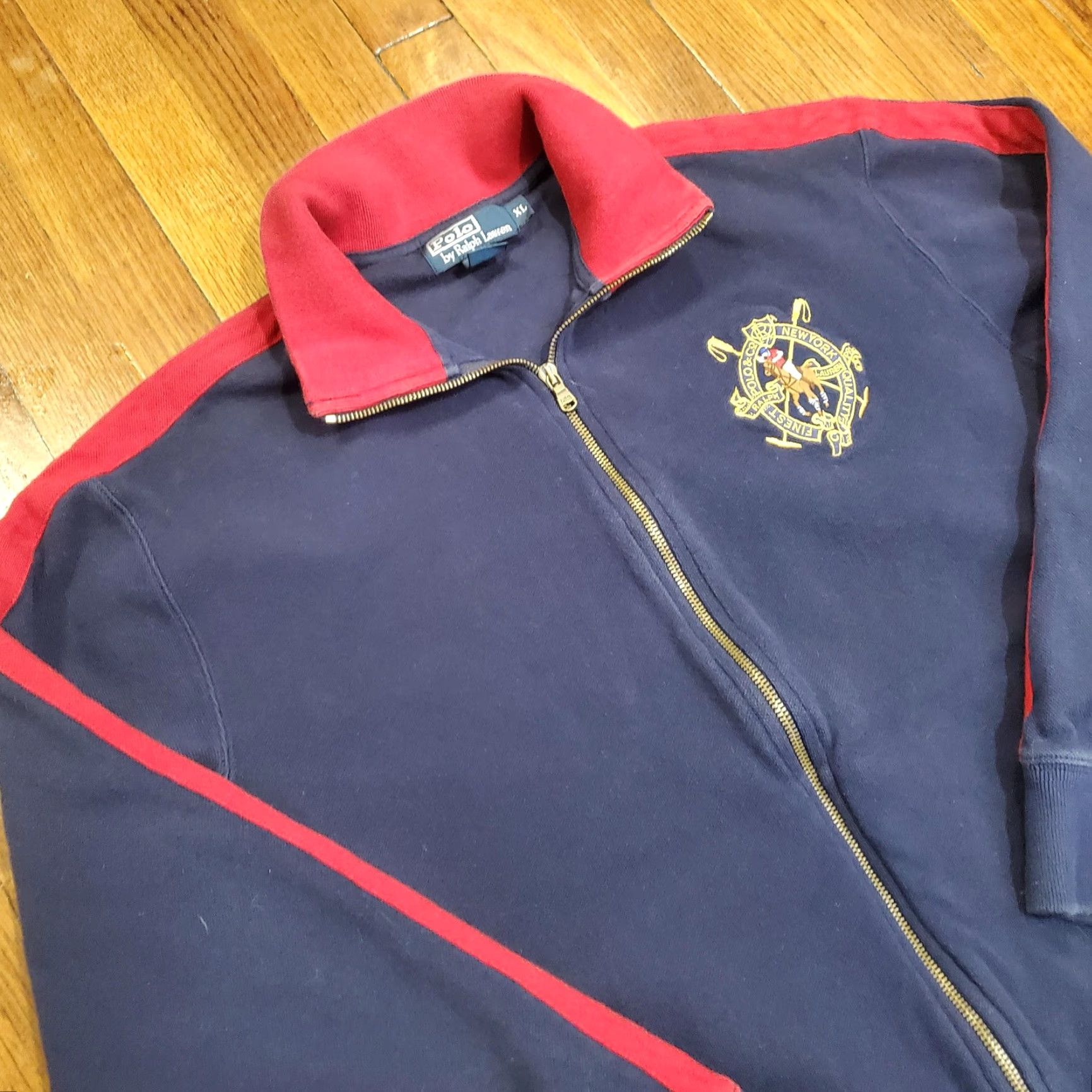Polo Ralph Lauren Polo Ralph Lauren Track Jacket Mens XL Blue Red Full Zip Embroidered Crest Logo Size US XL / EU 56 / 4 - 5 Thumbnail