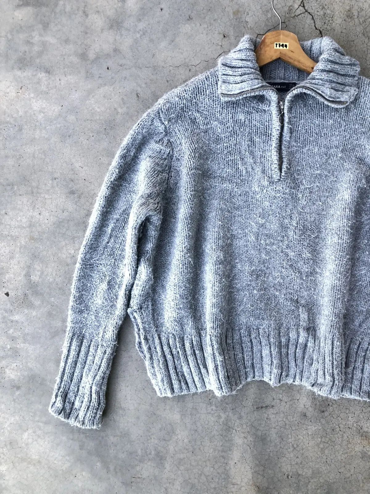 Aran Isles Knitwear × Designer ZARA Half Zip Jumper Grey Sweater Fleece Size US XL / EU 56 / 4 - 3 Thumbnail