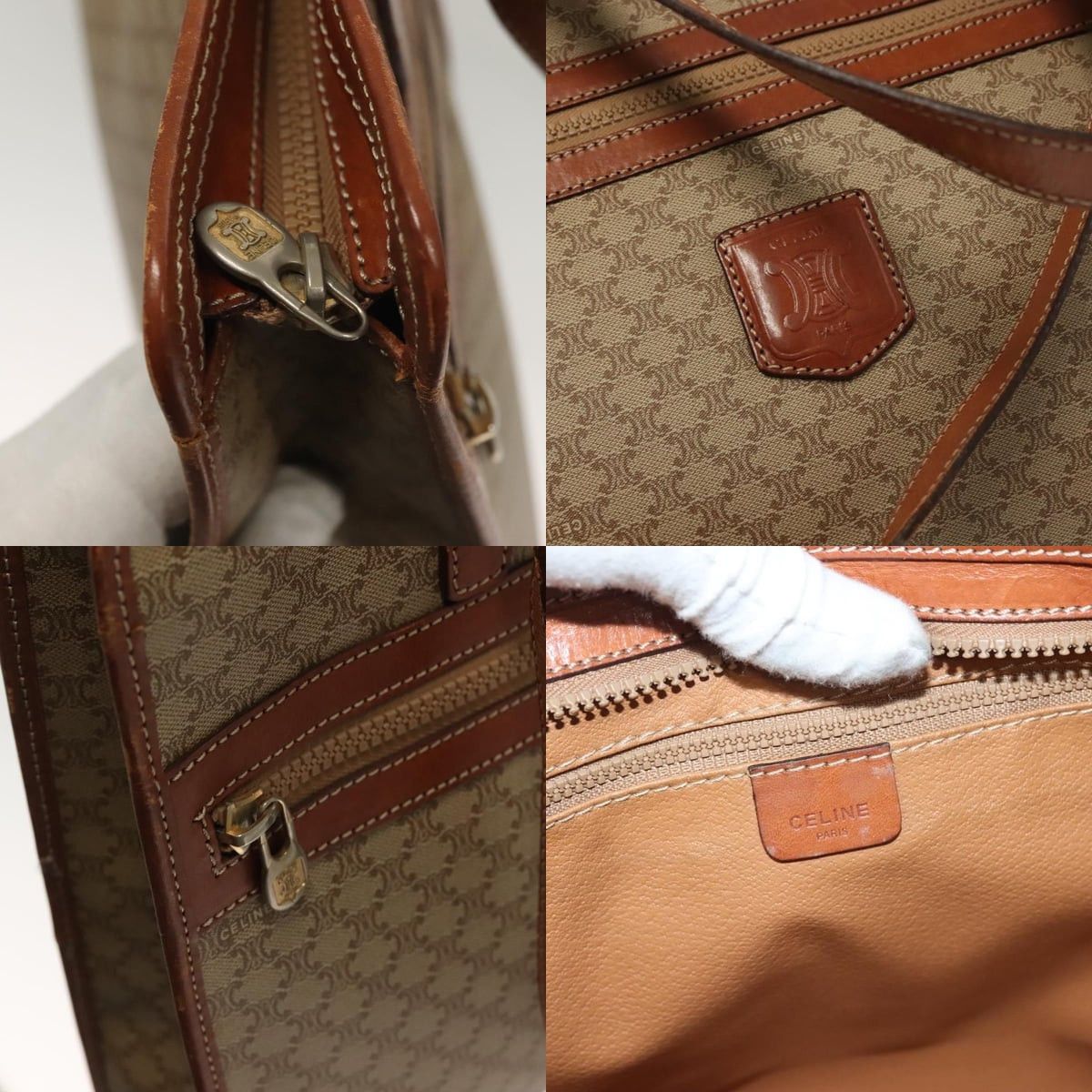 Celine CELINE Macadam Canvas Tote Bag Beige Gold Size ONE SIZE - 11 Thumbnail
