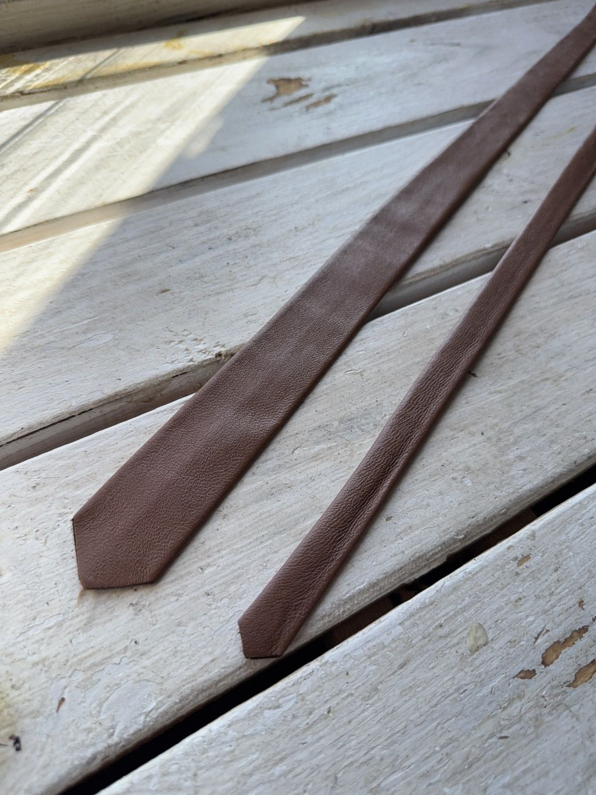 Japanese Brand Retro Vintage Brown Leather Tie 90s Western Biker Style Size ONE SIZE - 3 Thumbnail