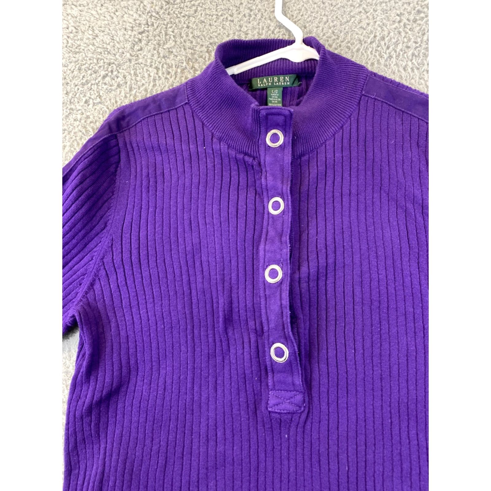 Ralph Lauren Lauren Ralph Lauren Women’s Ribbed Sweater Purple Size L Button / 79-1 Size L / US 10 / IT 46 - 2 Thumbnail