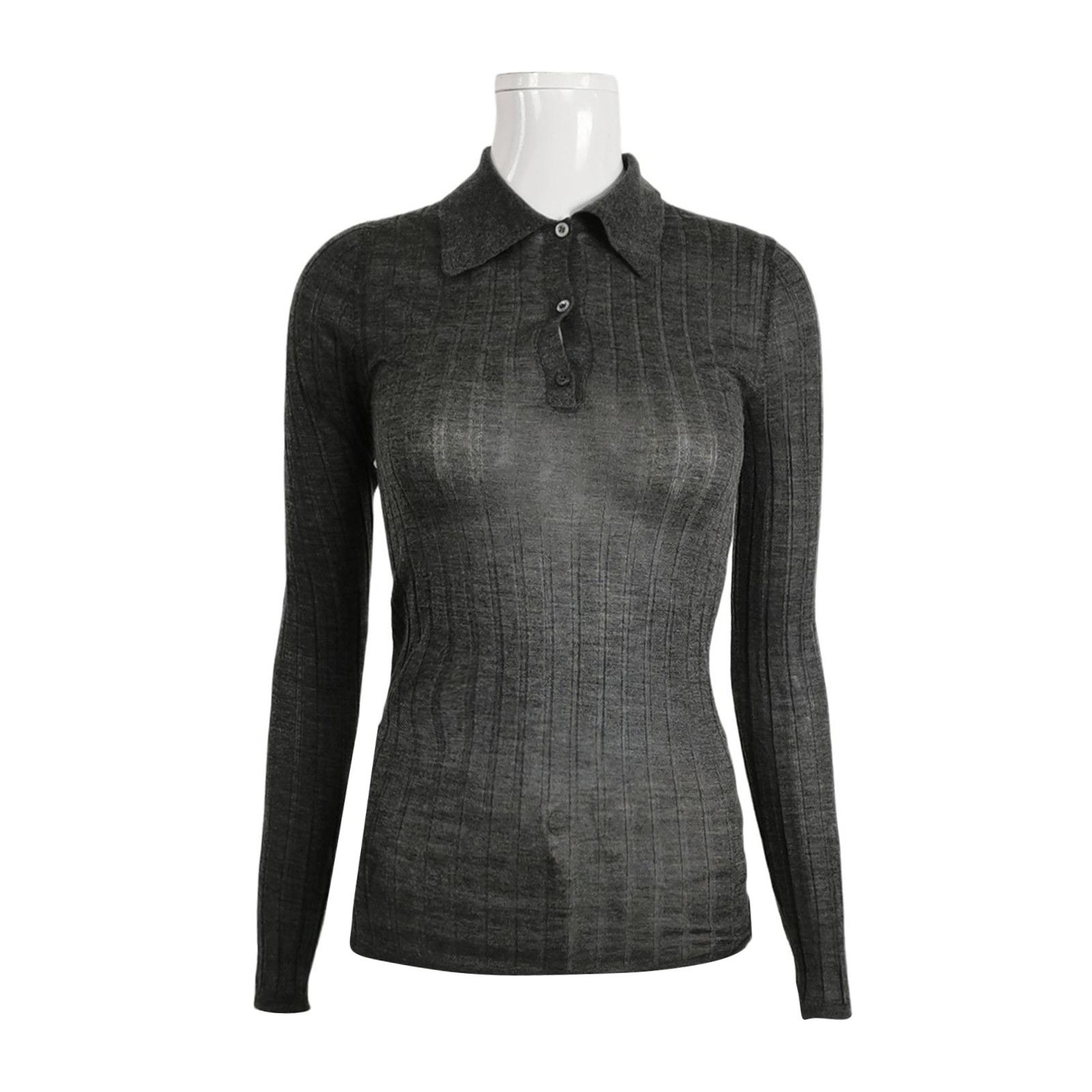 Prada Prada Ribbed Cashmere Silk Knit Polo Size 36 Size XS / US 0-2 / IT 36-38 - 1 Thumbnail