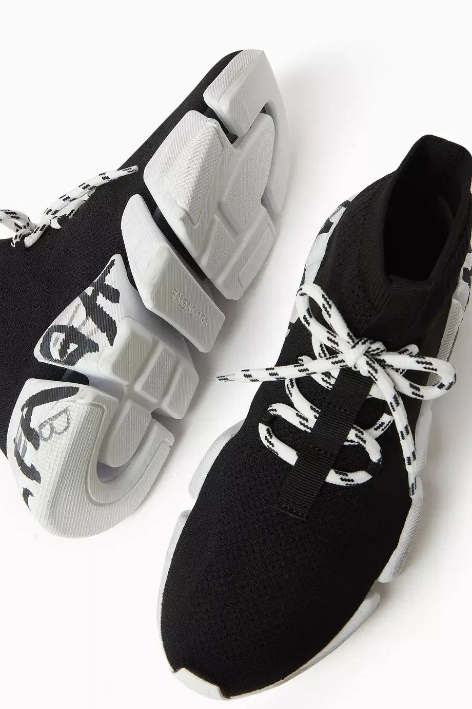 Balenciaga o1bcso1str1224 Speed 2.0 Lace-Up Graffiti Recycled Sneakers Size US 5 / IT 35 - 4 Thumbnail