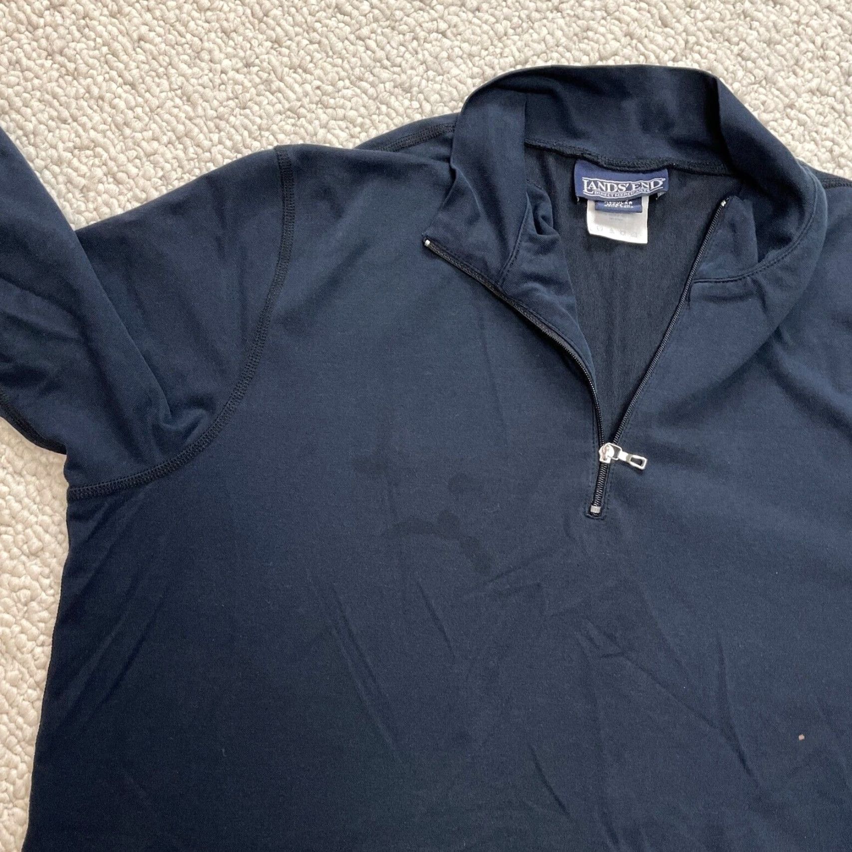 Lands' End Lands' End Ladies 1/4 Zip Pullover Jacket Womens Large 14-16 Navy Blue Solid Shirt Womens L Navy 1/4 Zip Jacket Size L / US 10 / IT 46 - 3 Thumbnail