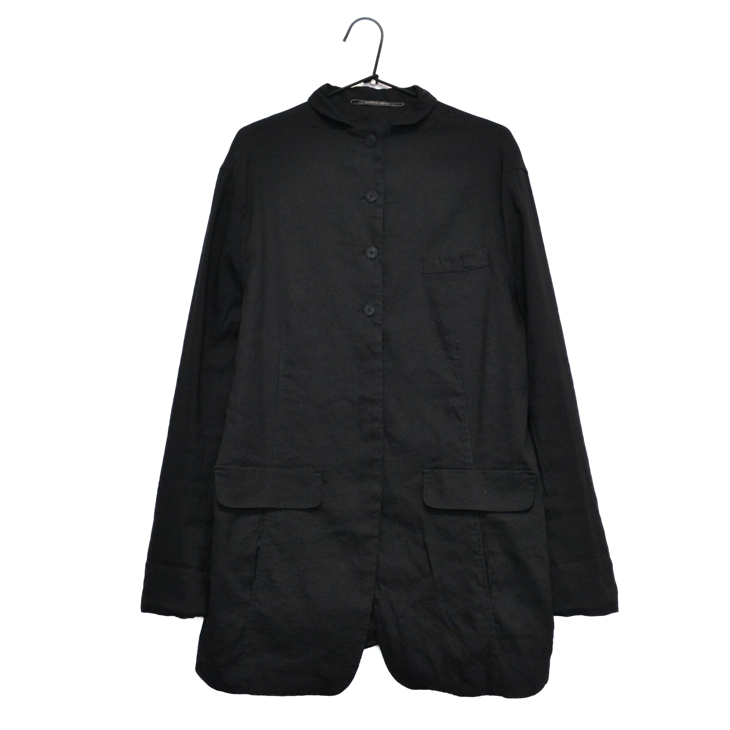image of Annette Gortz Linen Black Multi-Pocket Jacket Coat, Women's (Size Large)