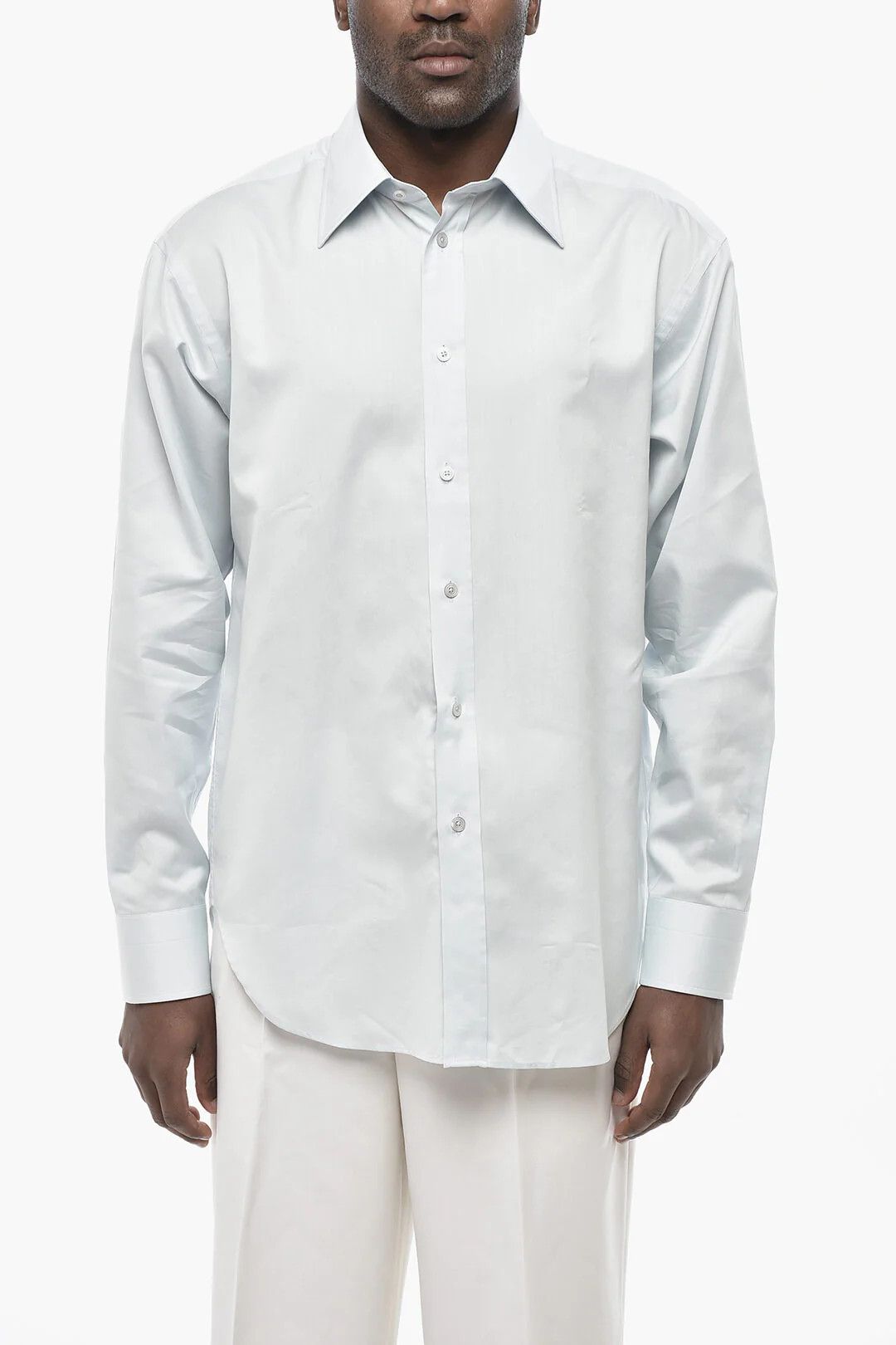 Tom Ford og1mm0426 Cotton and Silk Solid-Color Shirt in Light Blue Size US XS / EU 42 / 0 - 1 Thumbnail