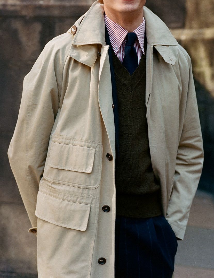 Drake's Drakes Cotton Raglan beige Rain Mac coat Size US S / EU 44-46 / 1 - 1 Thumbnail