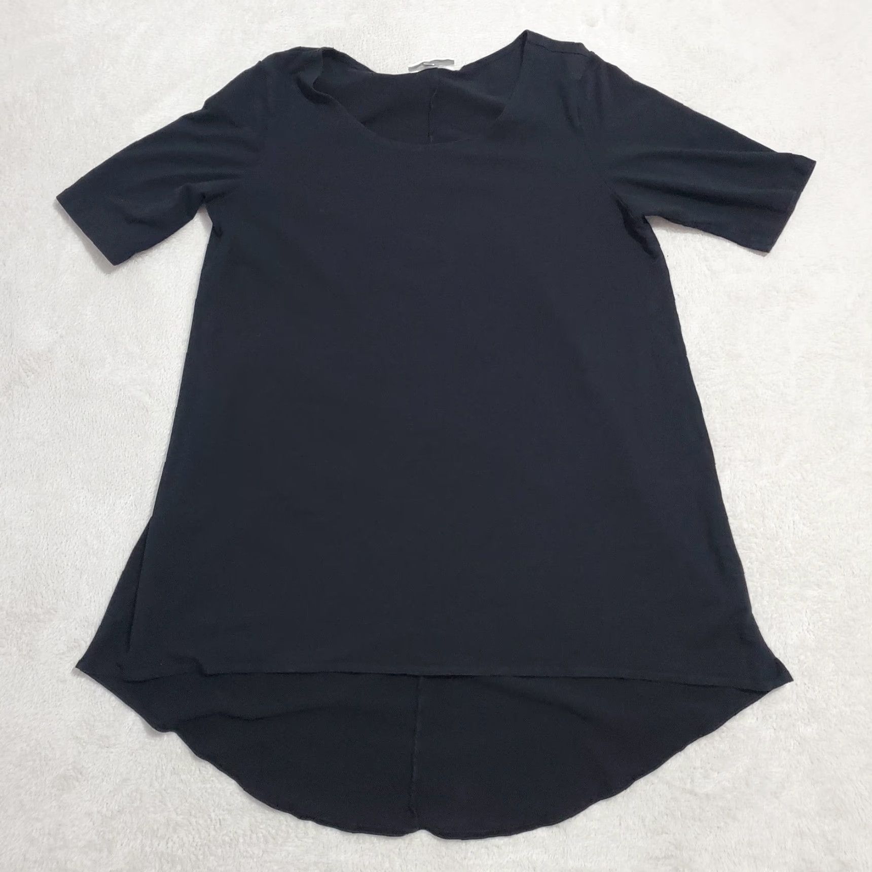 Vintage Bryn Walker Top Women M Black Bamboo Cotton Short Sleeve Tunic Hi Low Minimalist Size M / US 6-8 / IT 42-44 - 3 Thumbnail