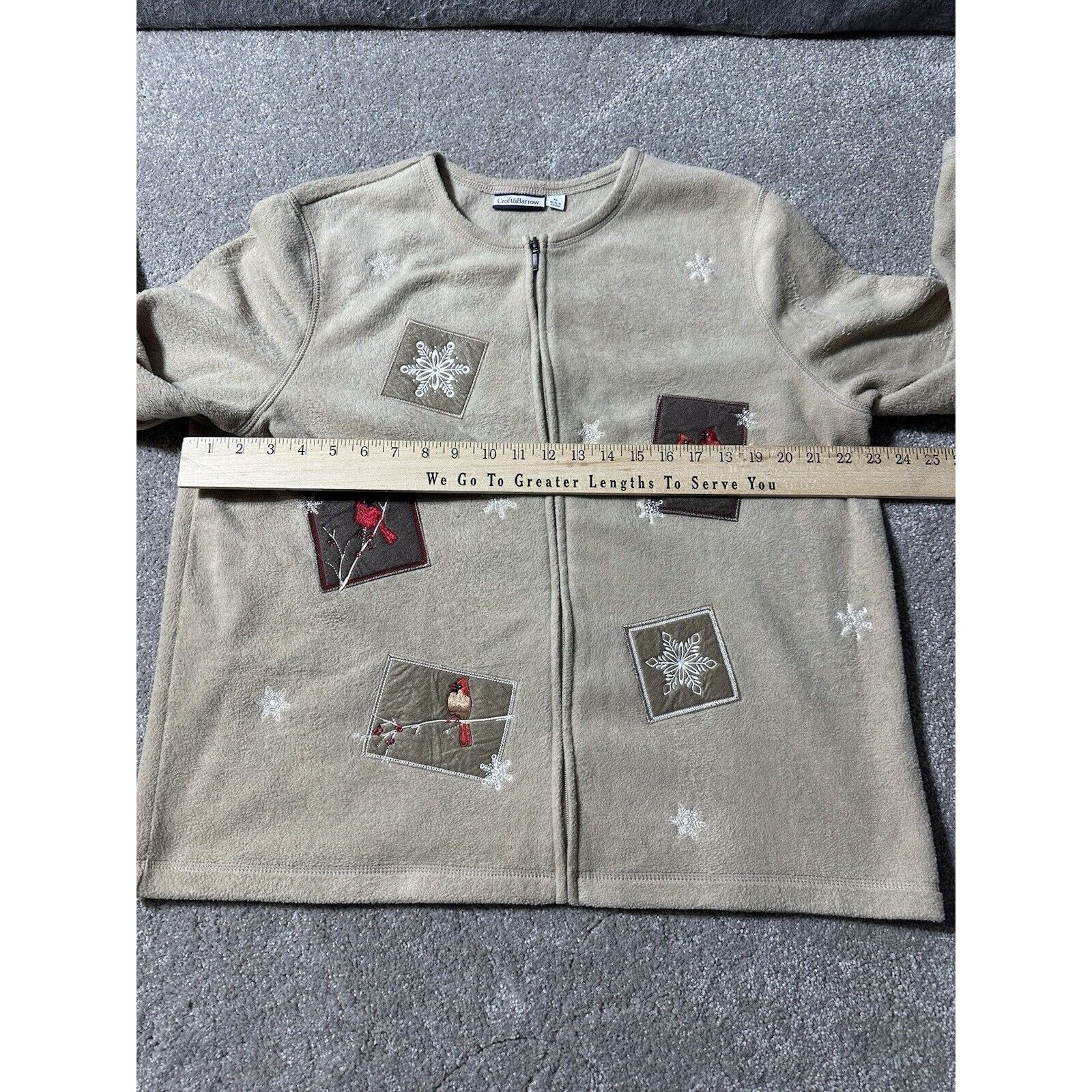 Croft & Barrow Womens XL Sweater Zip Snowflakes Cardinals Birds Cozy Size XL / US 12-14 / IT 48-50 - 6 Thumbnail