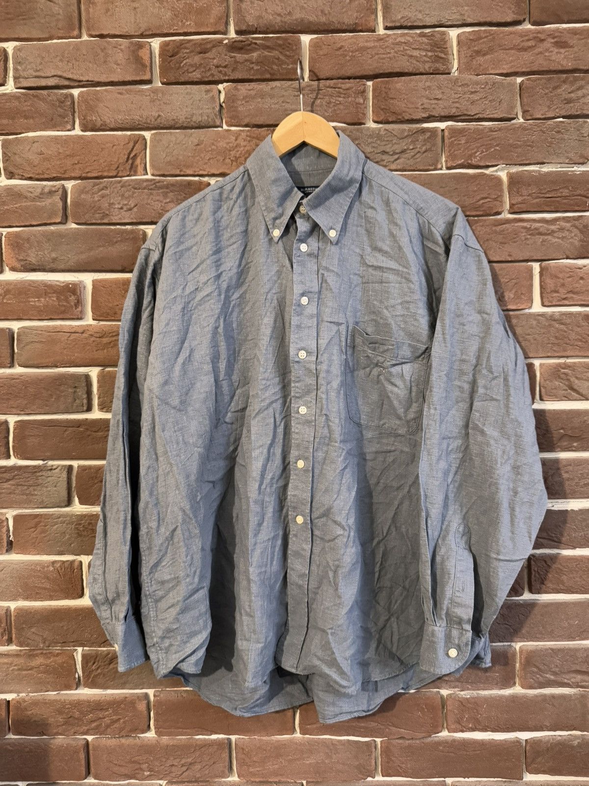 Burberry Burberry Button Up Casual Shirt Gray 41 Rare Luxury Size US L / EU 52-54 / 3 - 1 Thumbnail