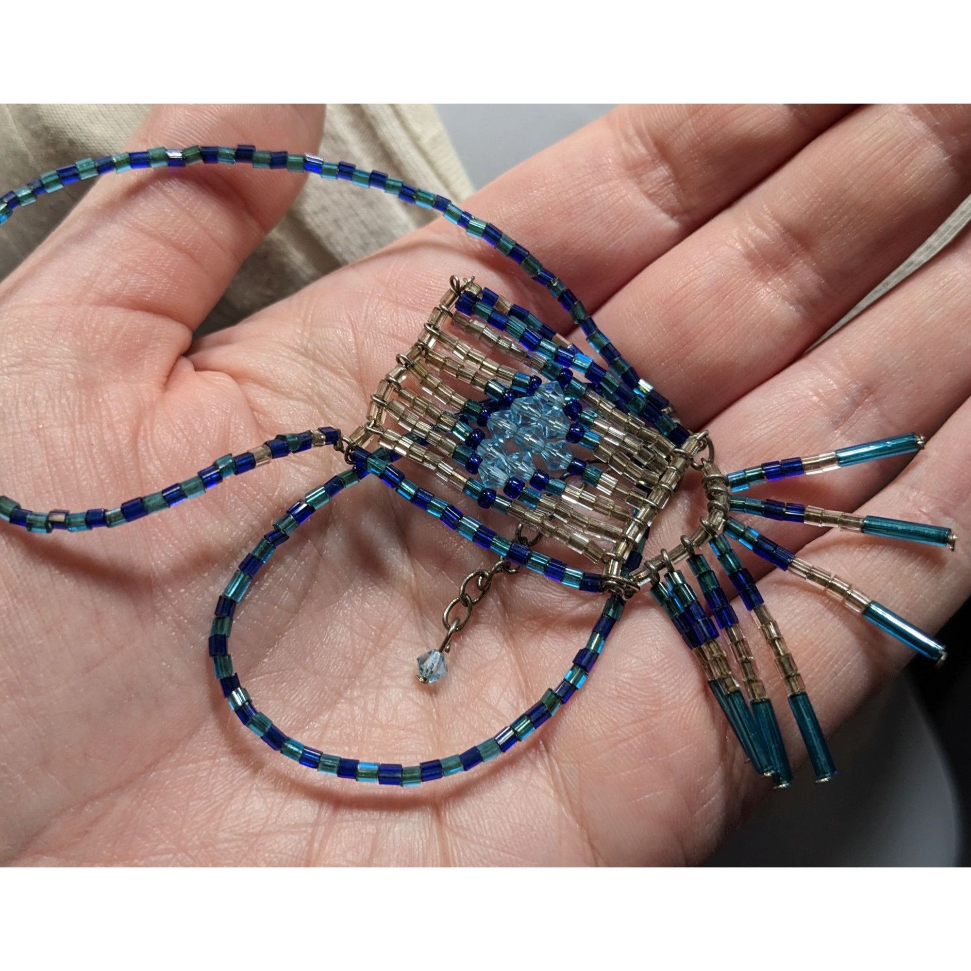 Other Handcrafted Bohemian Blue & Silver Tone Beaded Necklace With Size ONE SIZE - 5 Thumbnail