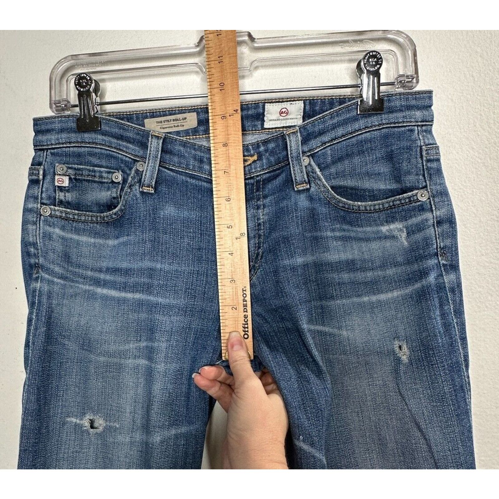 AG Adriano Goldschmied Revolve AG Flyaway The Stilt Cigarette Distressed Jean 27 Size 27" / US 4 / IT 40 - 12 Thumbnail