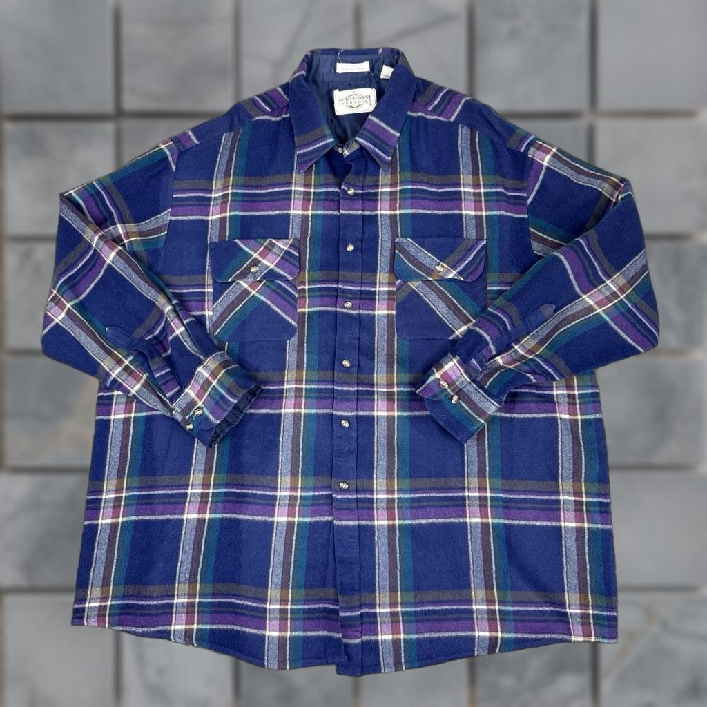Vintage VINTAGE Northwest Territory Shirt Mens 3XL Purple Plaid Outdoor Flannel Button Up Size US XXL / EU 58 / 5 - 1 Thumbnail