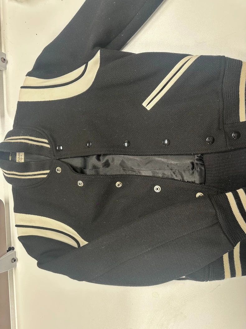 Saint Laurent Paris Saint Laurent Black Jacket with Striped Sleeves Size US M / EU 48-50 / 2 - 1 Thumbnail