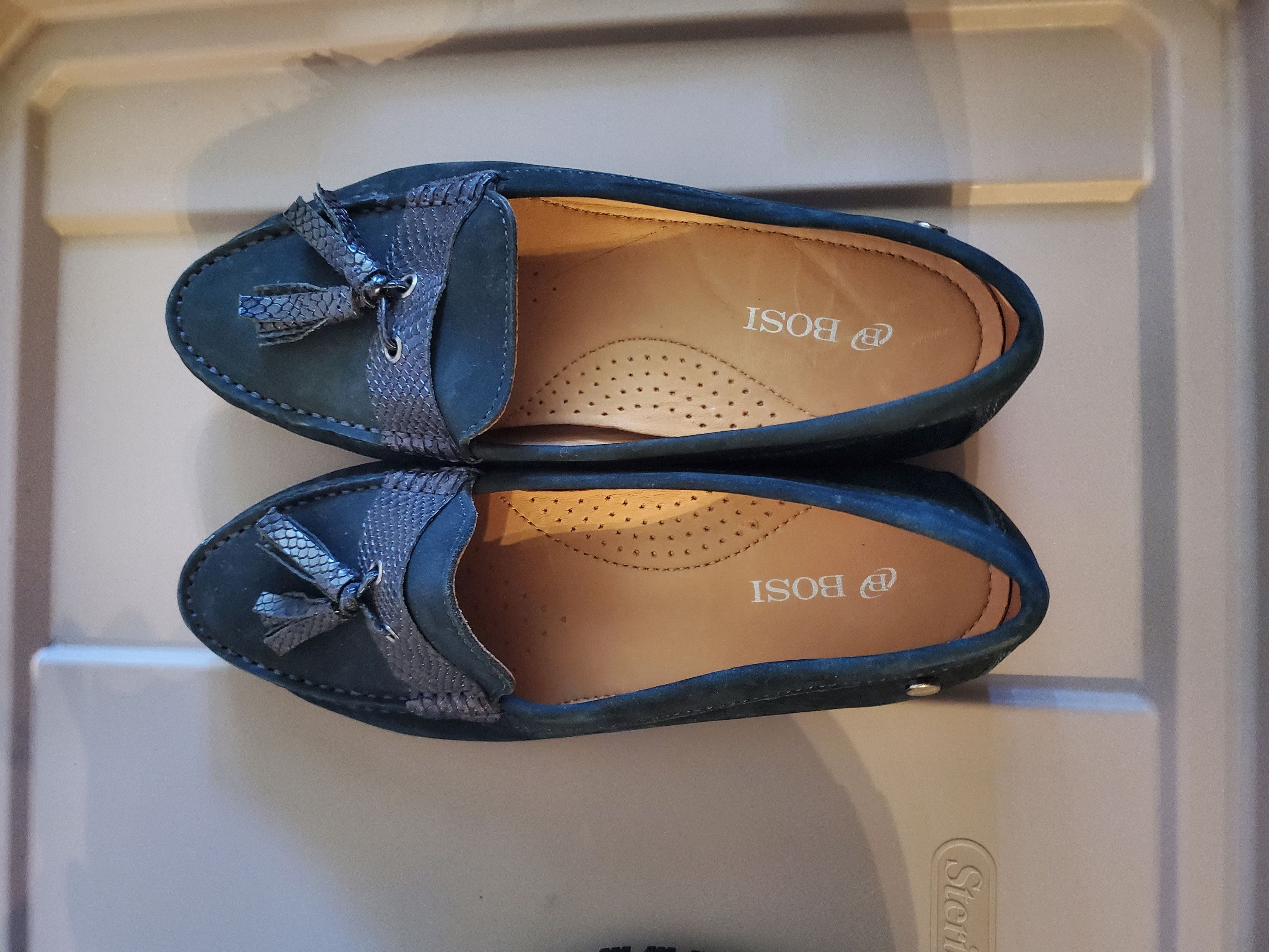 Other Bosi authentic blue suede + leather loafer moccasins Size US 6 / IT 36 - 4 Thumbnail