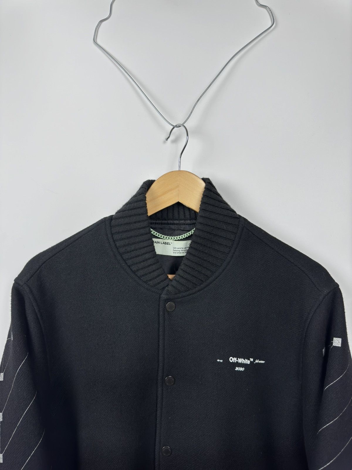 Off-White Off-White Logo Varsity Virgin Wool Jacket Size US M / EU 48-50 / 2 - 2 Thumbnail