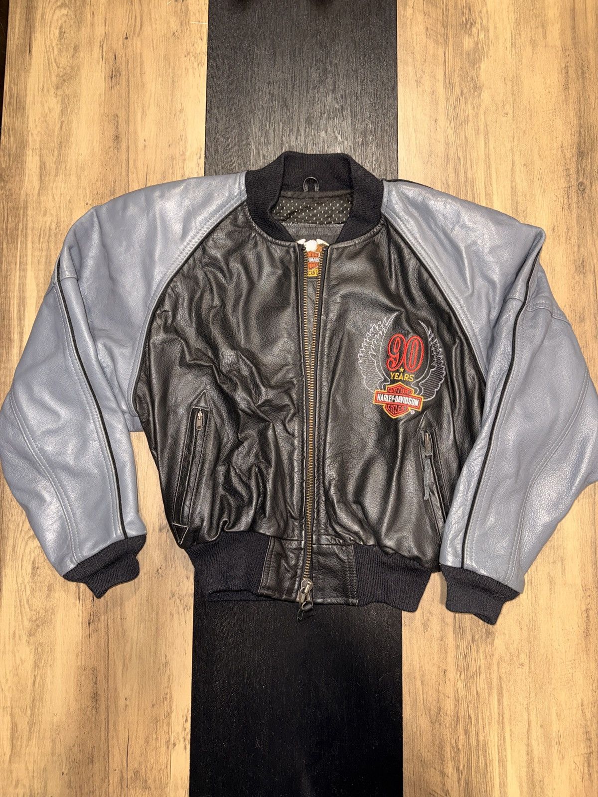 Harley Davidson Vintage 1993 Harley-Davidson 90th Leather Jacket Size M Size M / US 6-8 / IT 42-44 - 3 Thumbnail