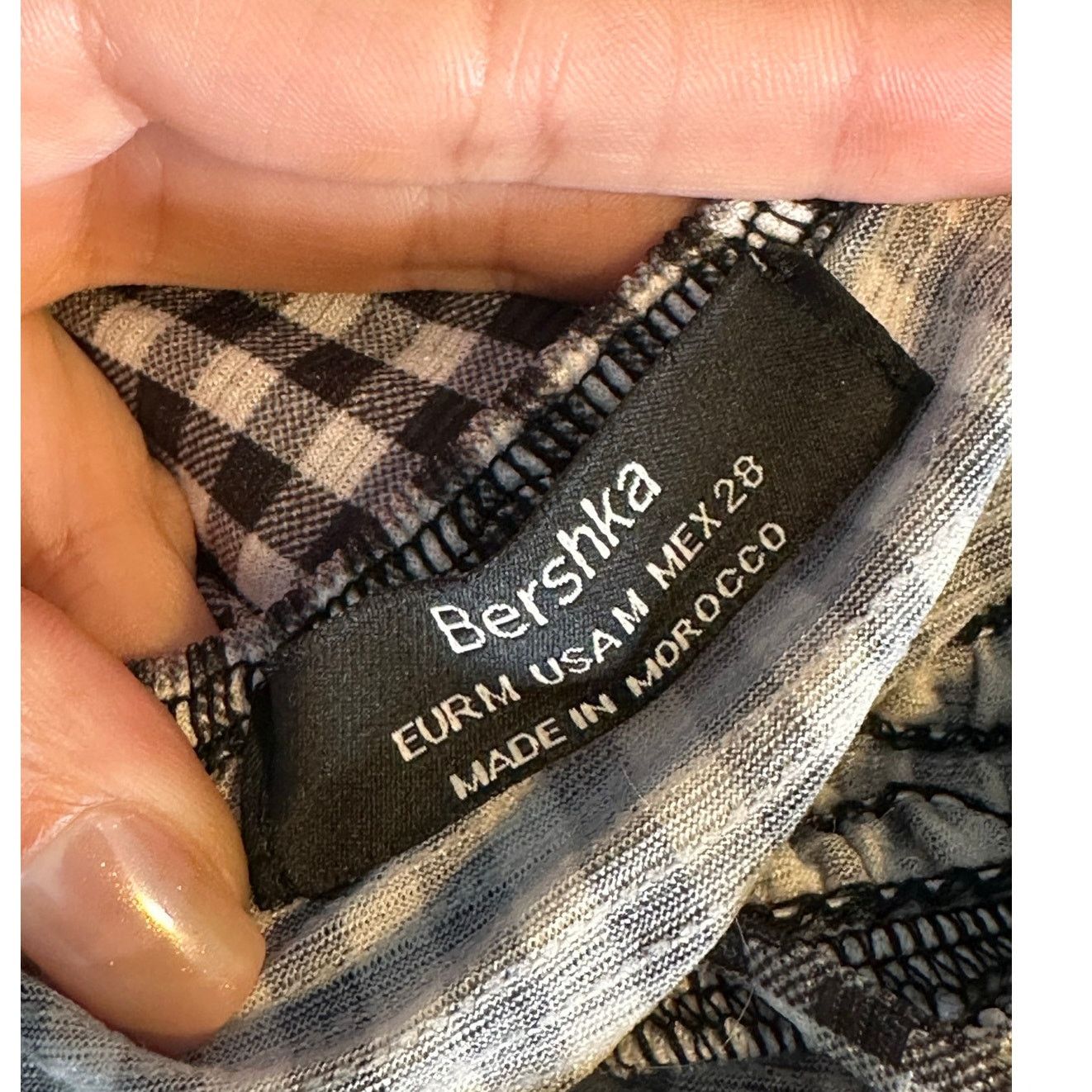 Bershka Bershka black white check short sleeves peasant top size m Size M / US 6-8 / IT 42-44 - 3 Thumbnail