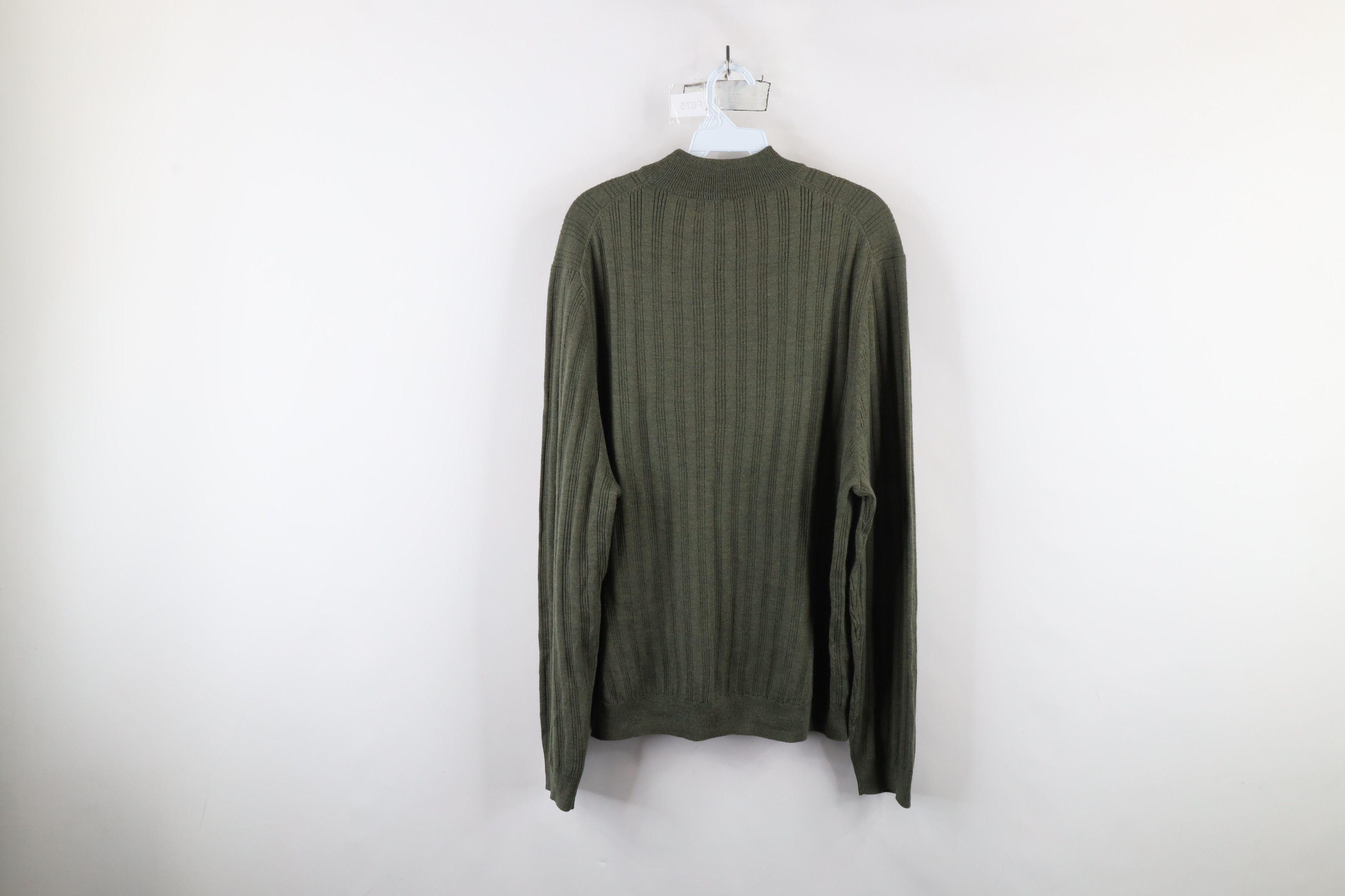 Vintage Vintage 90s Streetwear Merino Wool Ribbed Knit Sweater Green Size US L / EU 52-54 / 3 - 7 Thumbnail