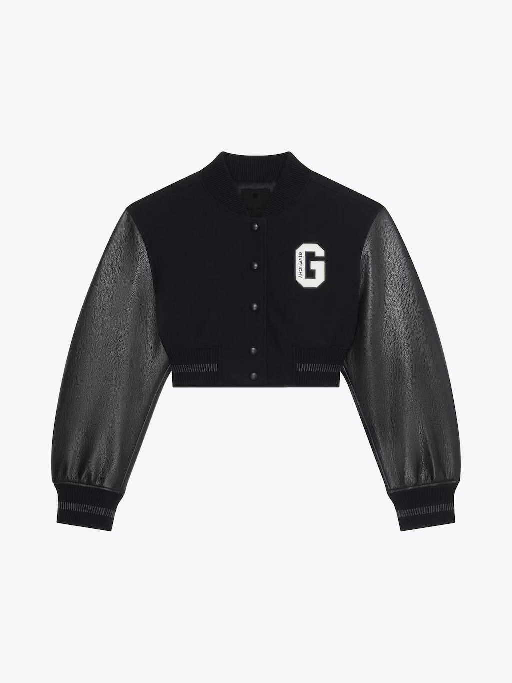 Givenchy o1srvl11e0125 College Cropped Varsity Jacket in Black/White Size S / US 4 / IT 40 - 1 Thumbnail