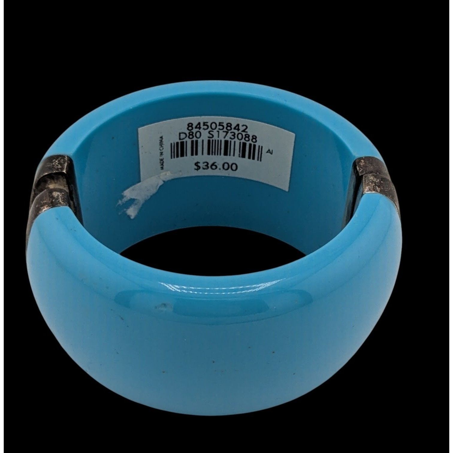 Other Blue Hinged Resin Bangle Bracelet With Antiqued Metal Accent Size ONE SIZE - 1 Thumbnail