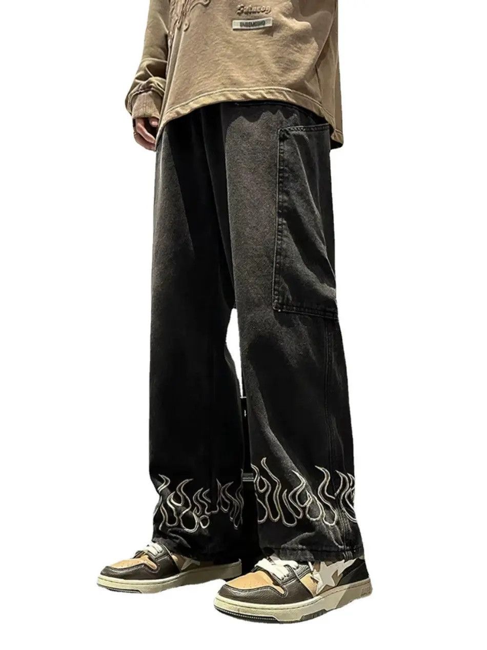 Japanese Brand × Jean Retro loose straight leg embroidered jeans Size US 32 / EU 48 - 6 Thumbnail