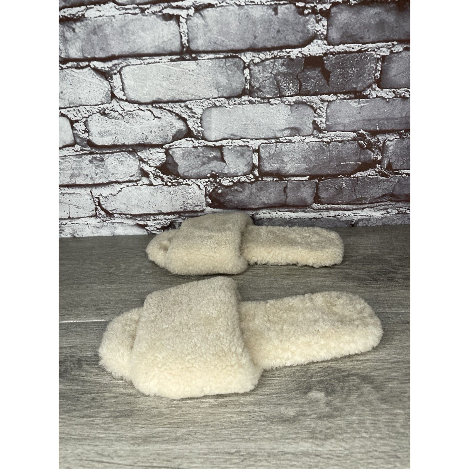 Other Raye Sherp Ivory Cream Faux Fur Slippers Open Toe Sandals Wo Size US 7 / IT 37 - 15 Thumbnail