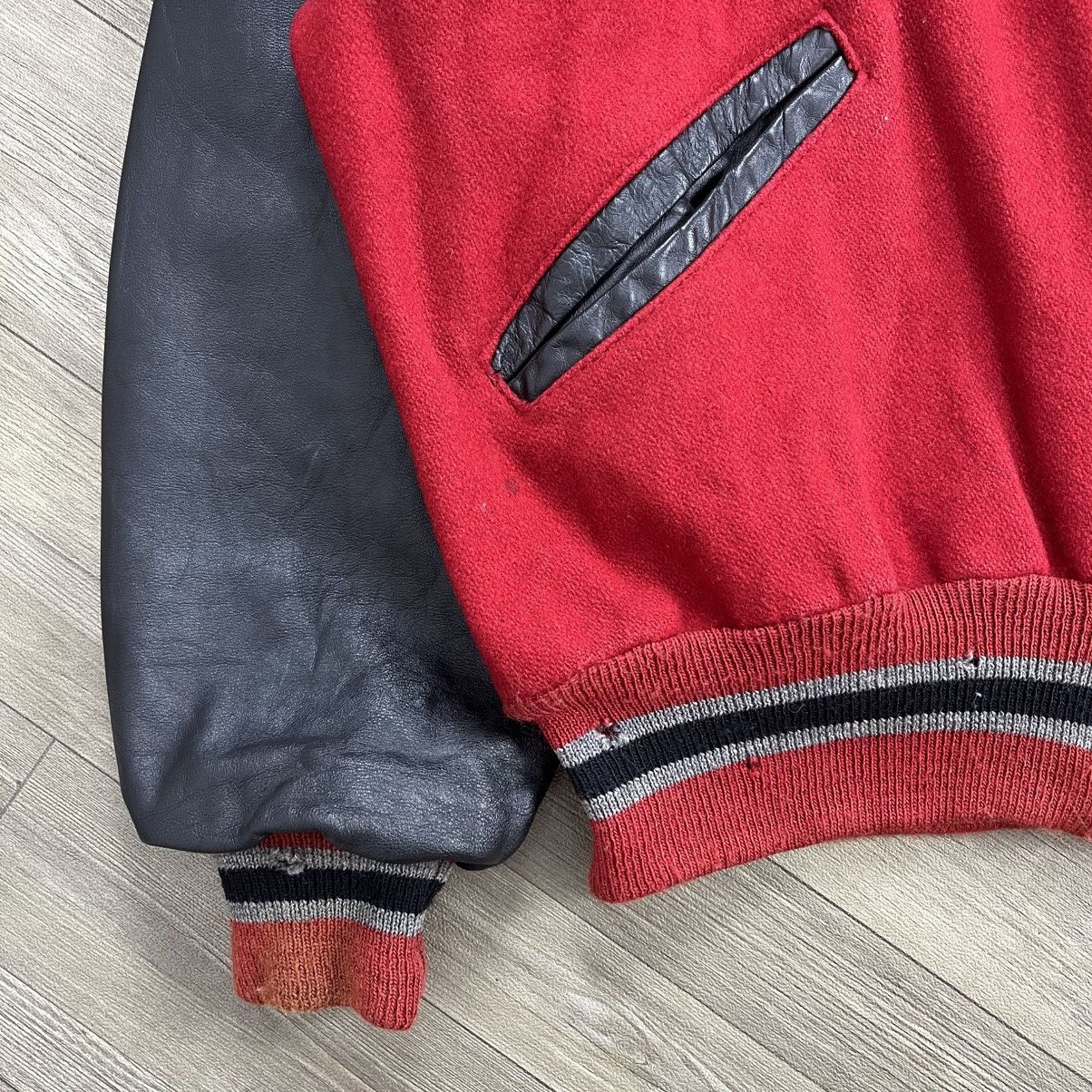 Vintage 1990s Delong UNLV Runnin Rebels Wool Leather Varsity Jacket Size US L / EU 52-54 / 3 - 9 Thumbnail