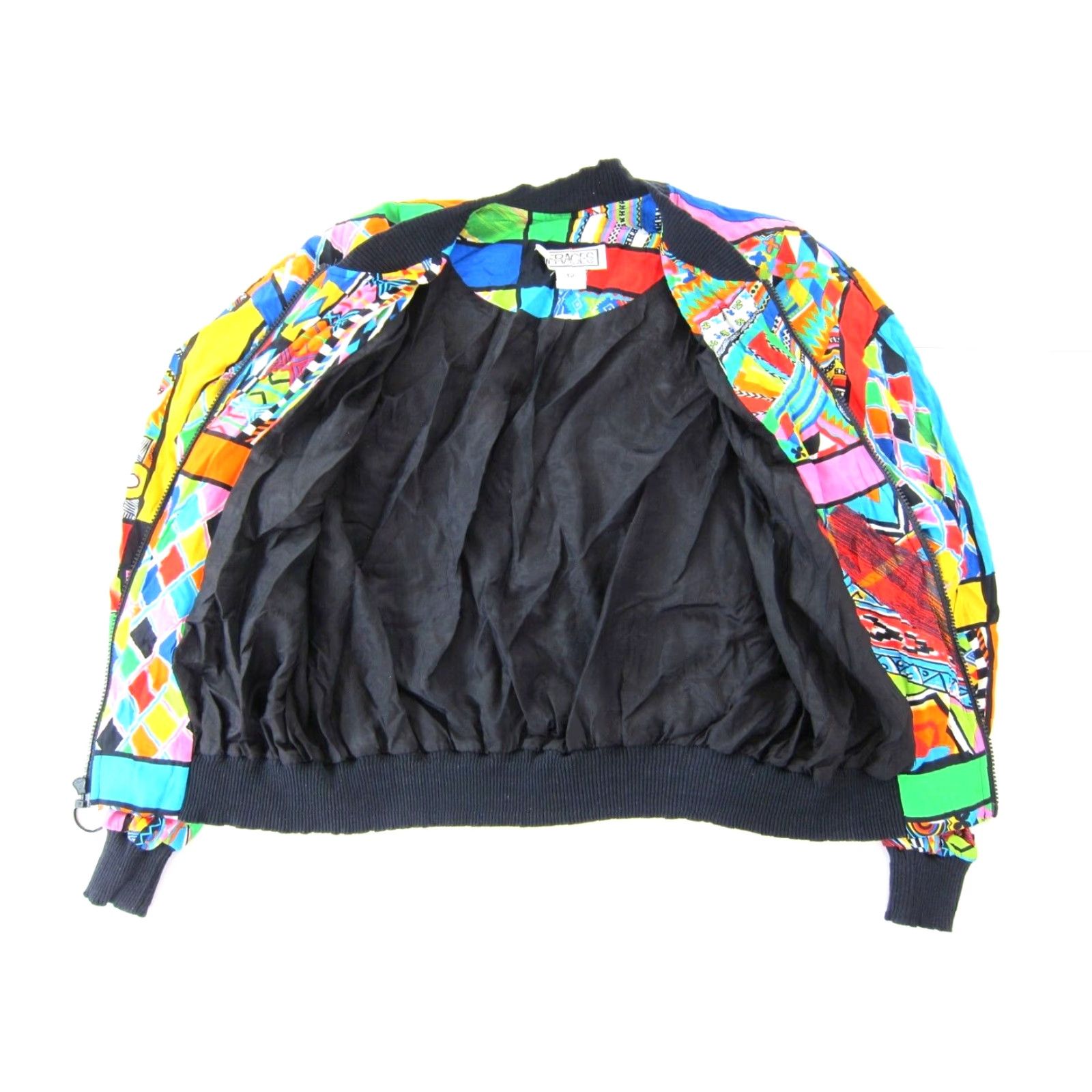 Rainbow VINTAGE TRACES Jacket Geometric 100% Rayon Rainbow Track M-L Women Zip Size M / US 6-8 / IT 42-44 - 5 Thumbnail