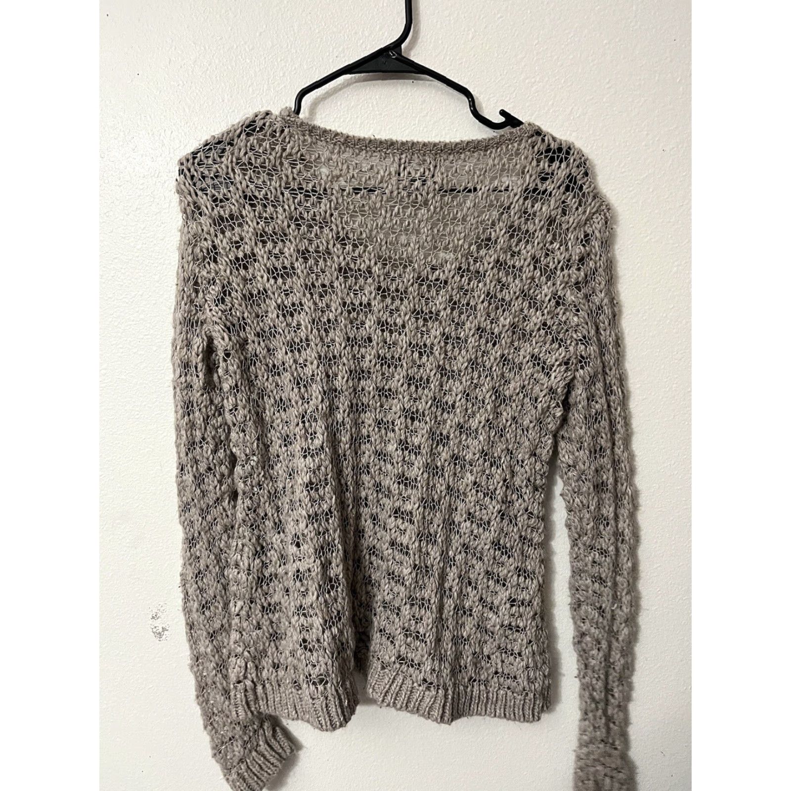 American Eagle Outfitters American Eagle Outfitters Sweater Casual Open Knit Round Neck Large Womens Wool Blend Beige Color Virgin? No. Size L / US 10 / IT 46 - 3 Thumbnail