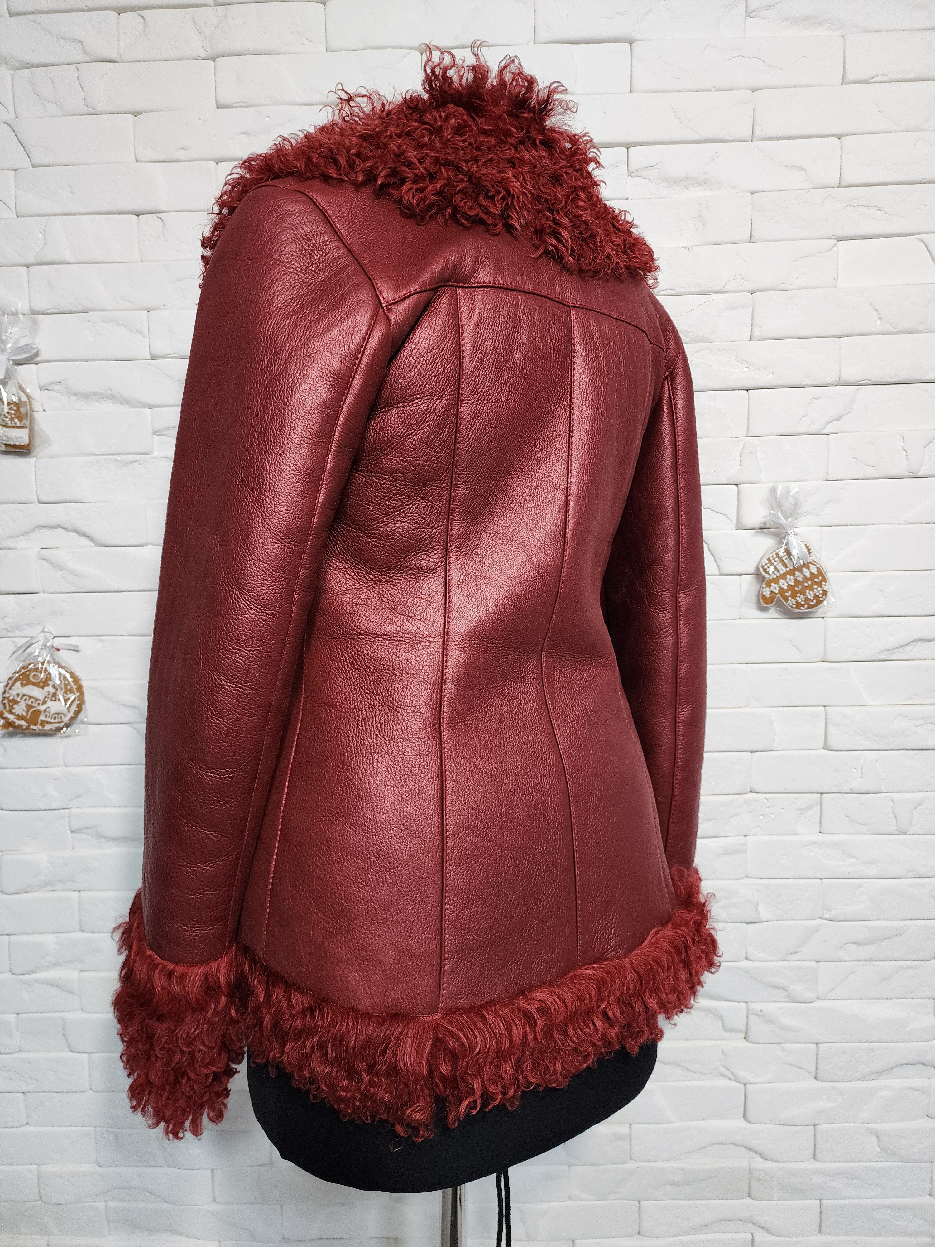 Furla Red Sheepskin Coat: Genuine Fur Winter Jacket Size S / US 4 / IT 40 - 6 Thumbnail