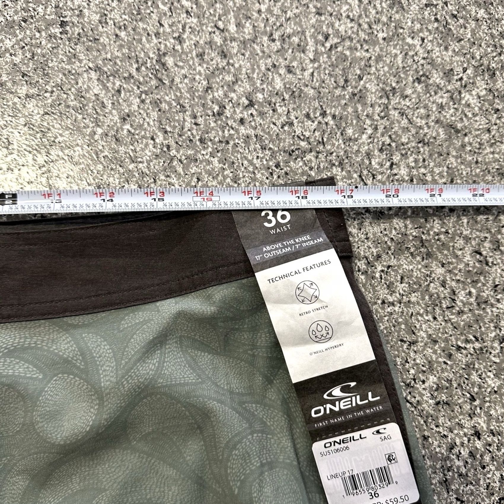 O'Neill O’Neill Lineup 17” Board Shorts Mens 36 Blue Quick Dry Stretch Floral Size US 36 / EU 52 - 6 Thumbnail