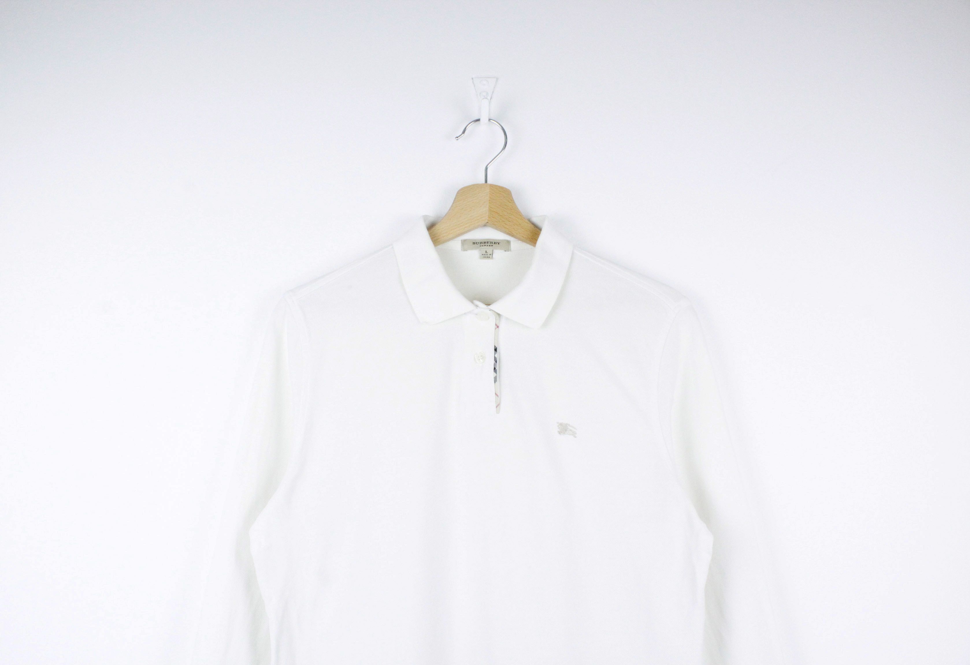 Burberry Womens Burberry Logo Check Details 3/4 Sleeve Polo Shirt Size L / US 10 / IT 46 - 2 Thumbnail