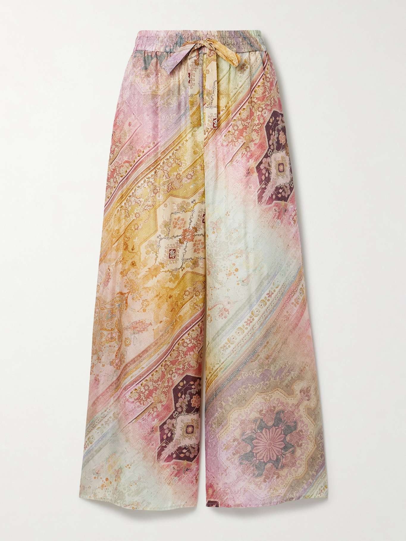 Zimmermann oc11z0226 Tallow Printed Silk Wide-Leg Pants In Multicolor Size 34" / US 12 / IT 48 - 1 Thumbnail