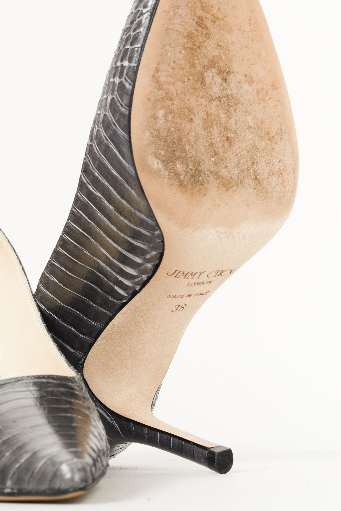 Jimmy Choo Jimmy Choo Grey Pointed Toe Snake Texture Stilettos Size US 6 / IT 36 - 5 Thumbnail