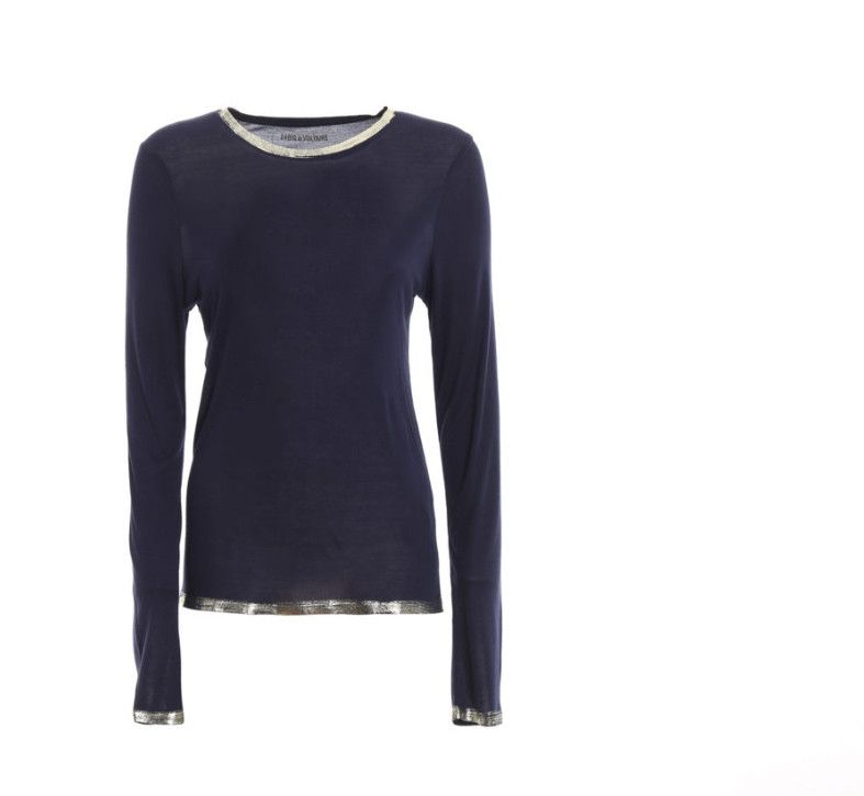 Zadig & Voltaire Zadig & Voltaire Willy Foil Top Pacifique Blue ( S ) Size S / US 4 / IT 40 - 2 Thumbnail