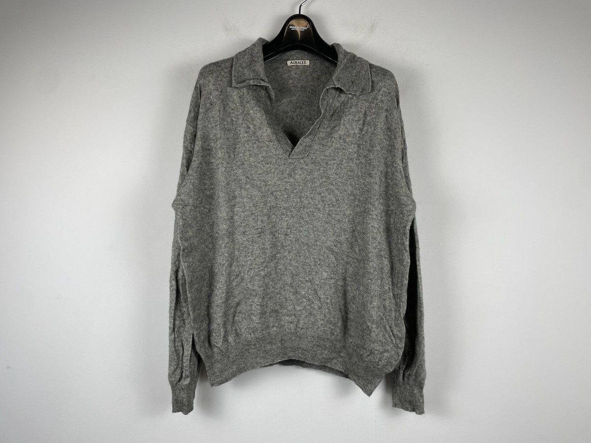 Auralee Super Fine Cashmere Silk Knit Skipper Polo