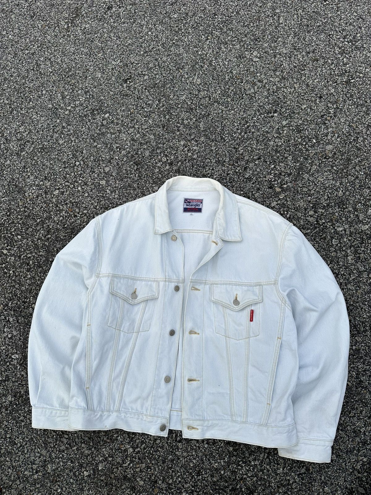Wrangler 👹Vintage Wrangler White Trucker Jacket Size US L / EU 52-54 / 3 - 1 Thumbnail
