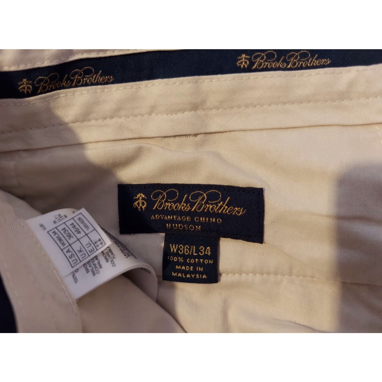 Brooks Brothers Brooks Brothers Pants Chino 36x34 Men's Beige Cotton Flat Front Regular Straight Slant Pockets Size US 36 / EU 52 - 3 Thumbnail