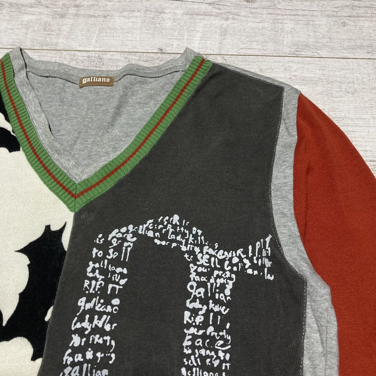 John Galliano Galliano Patchwork Jumper Sweater “Trou blem aker” Size US S / EU 44-46 / 1 - 12 Thumbnail