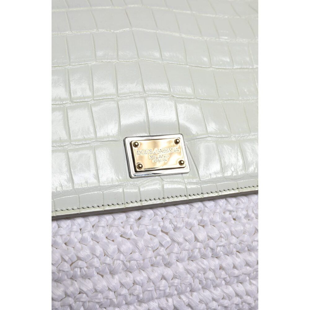 Dolce & Gabbana Dolce & Gabbana White Rafia Leather Top Handle Crossbody Bag Size ONE SIZE - 7 Thumbnail