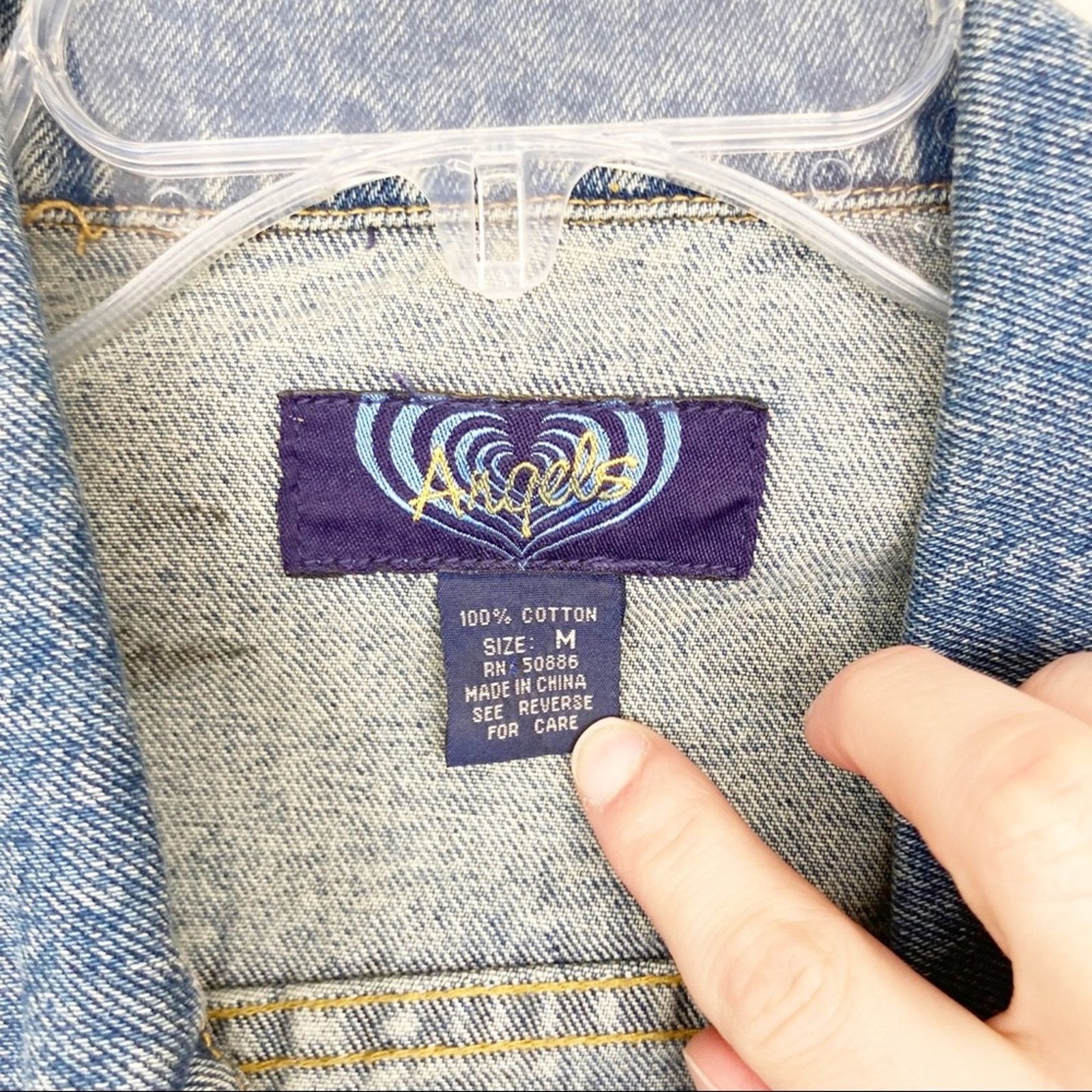 Vintage Vintage 90s Angel Denim Jean Jacket Size M / US 6-8 / IT 42-44 - 3 Thumbnail