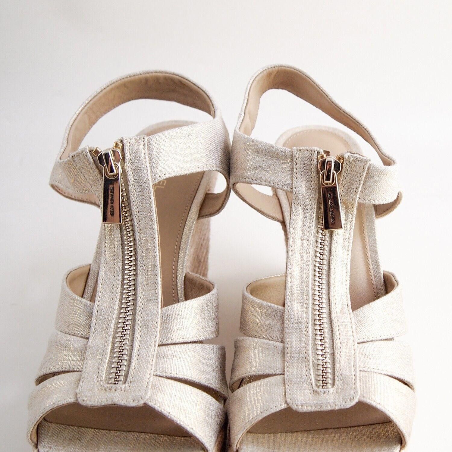 Michael Kors Michael Kors Wedge Sandals Gold Coated Canvas US 9.5 EU 39.5 Size US 9.5 / IT 39.5 - 4 Thumbnail