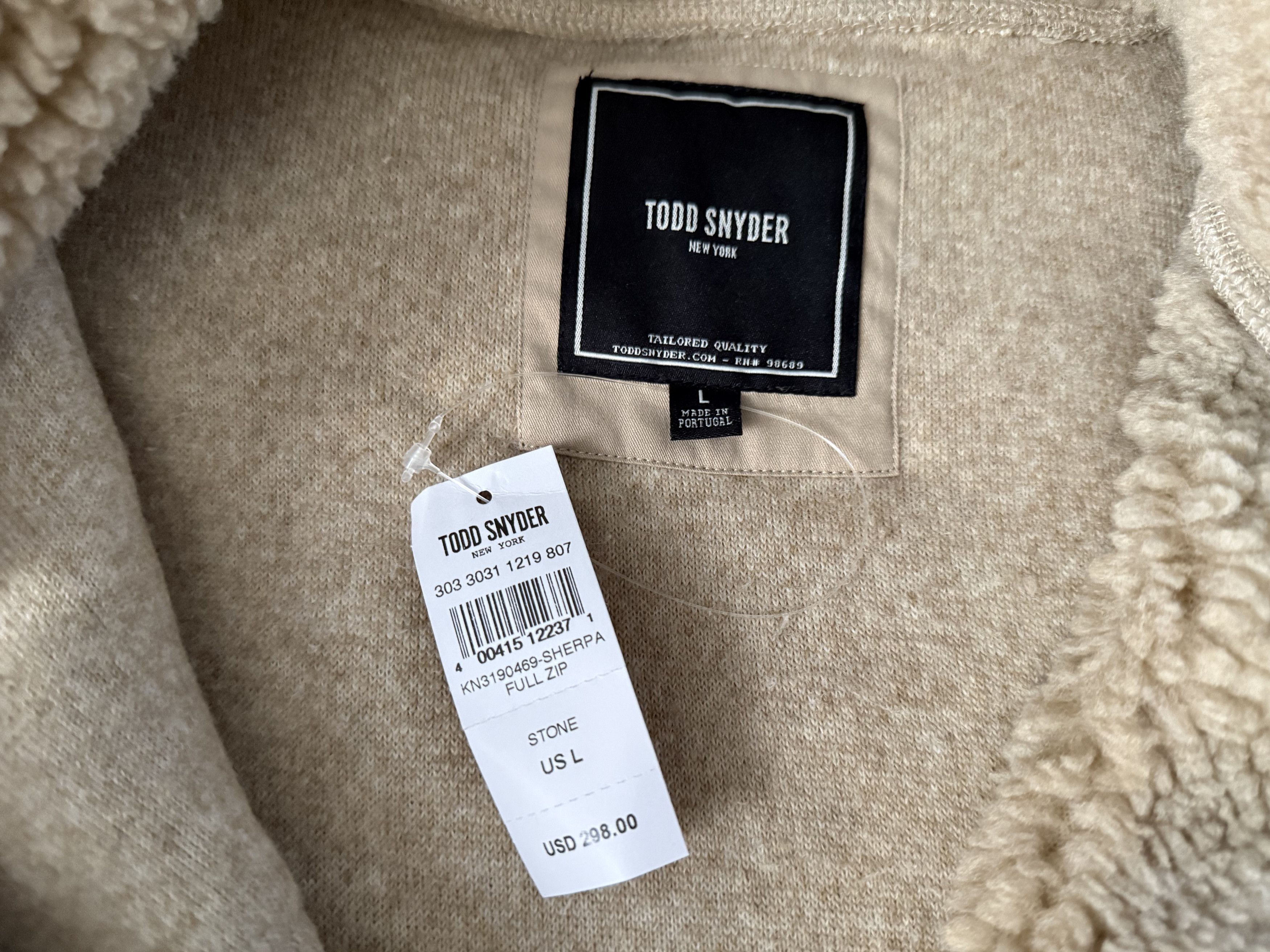 Todd Snyder Todd Snyder Sherpa Full-Zip Jacket in Stone Large $298 Size US L / EU 52-54 / 3 - 2 Thumbnail