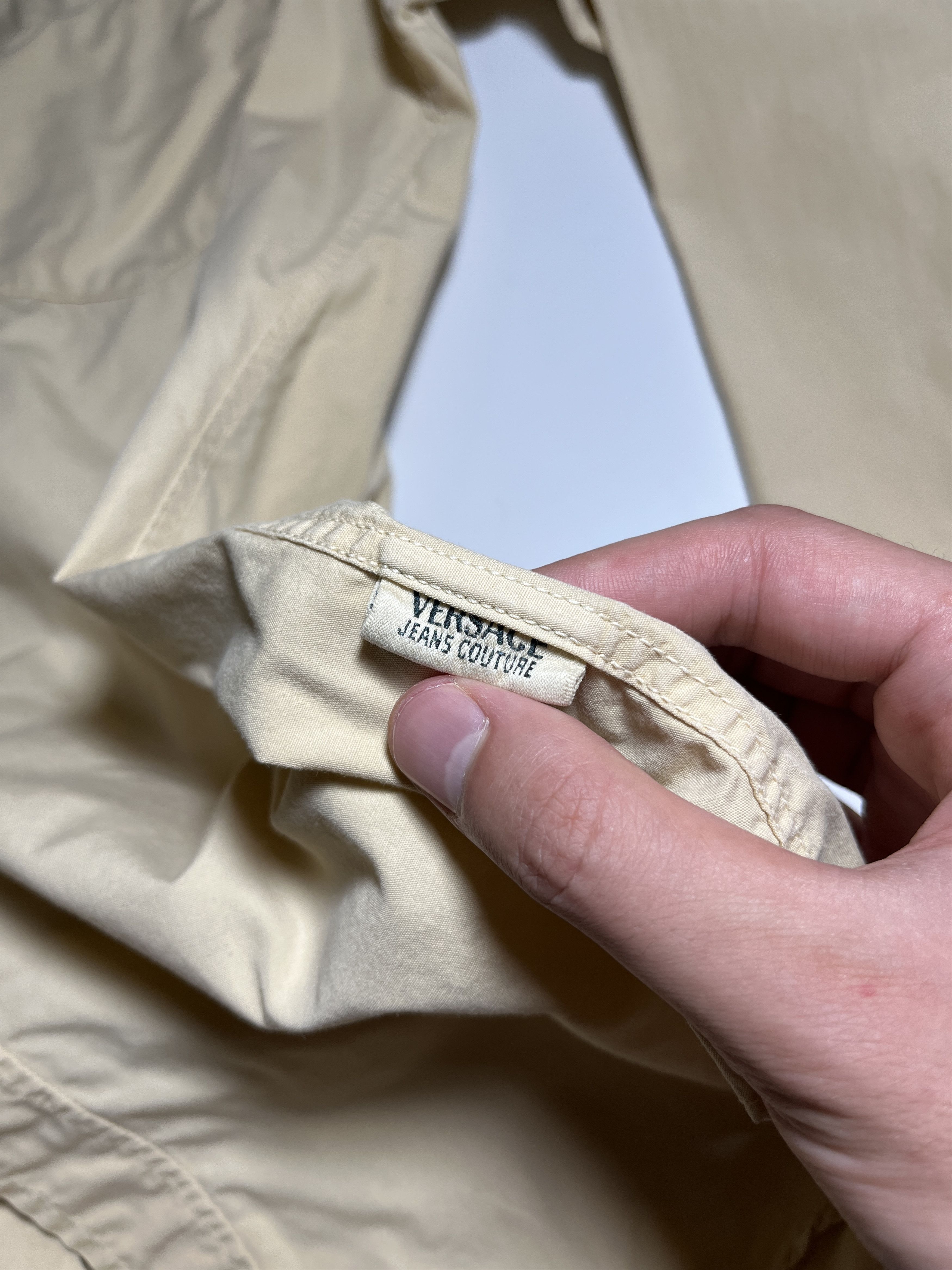 Versace Jeans Couture × Vintage Vintage 90s Versace Jeans Couture Beige Long Sleeve Shirt Size US XL / EU 56 / 4 - 12 Thumbnail