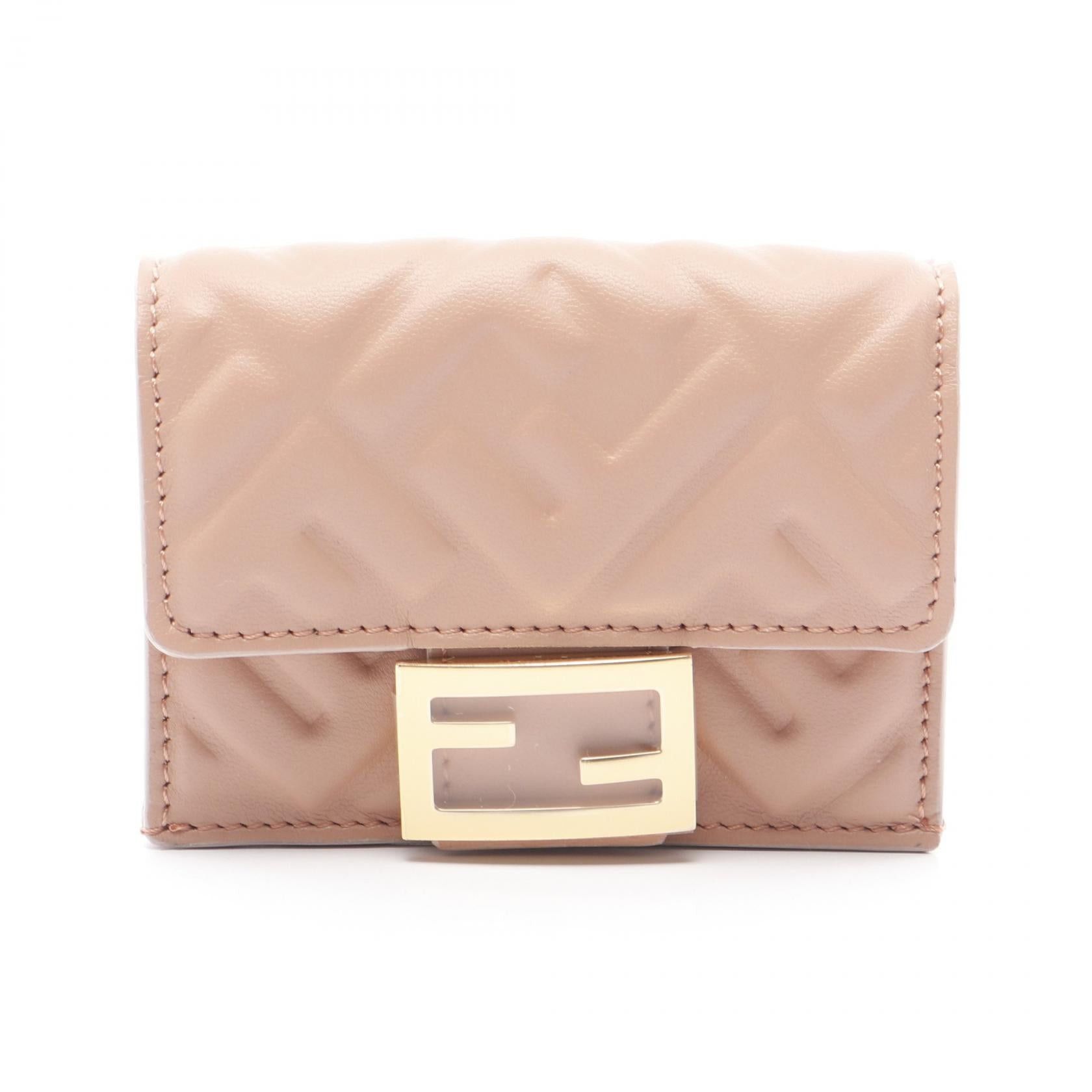 Fendi Fendi Micro Trifold Wallet Leather Pink Size ONE SIZE - 1 Thumbnail