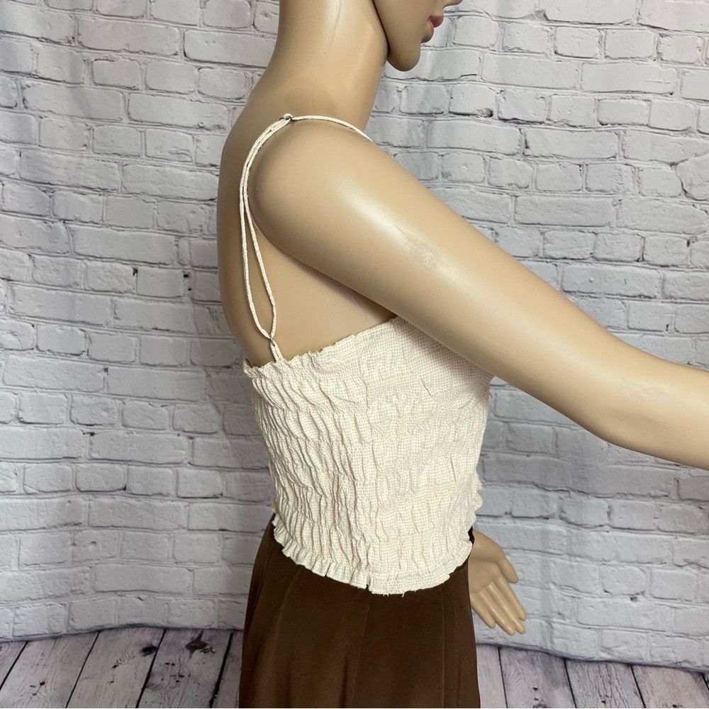 Zara New ZARA Textured Gingham Ruched Stretch Bustier Crop Top S Size M / US 6-8 / IT 42-44 - 3 Thumbnail