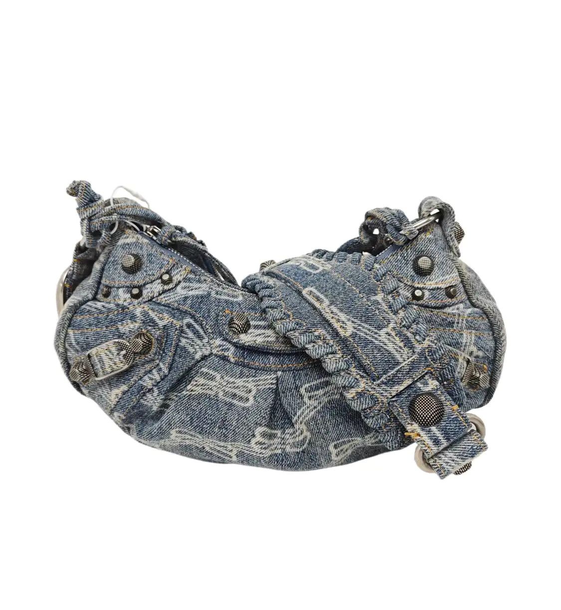 Balenciaga BALENCIAGA Le Cagole light blue denim stud jacquard Motorcycle shoulder bag hand Size ONE SIZE - 1 Thumbnail